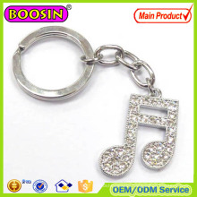 Professional Design! Custom Hand Made Rhinestone Golden Music Note Metal Keychain